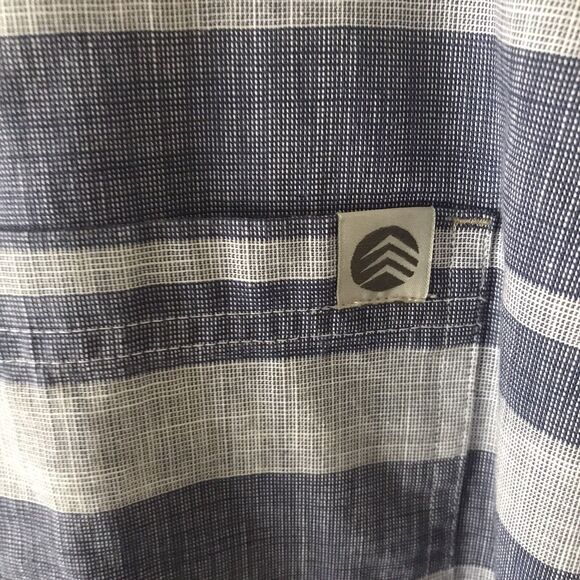 Solaris Shirt Short Sleeve Button Up Woven Stripe Shirt Mens Large Blue Outdoors - Picture 5 of 5